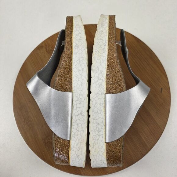 Birkenstock Papillio 39/ US 8 Gizeh Thong Sandals Metallic Silver Slip On‎ - Picture 9 of 14